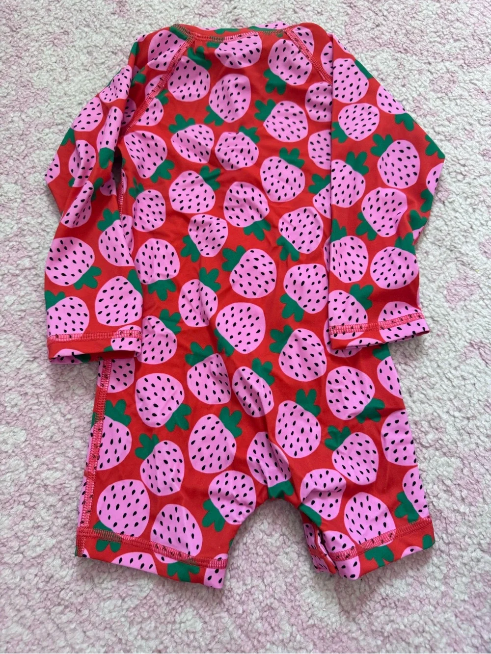 Hanna Andersson Red One-Piece with Pink Strawberry Print